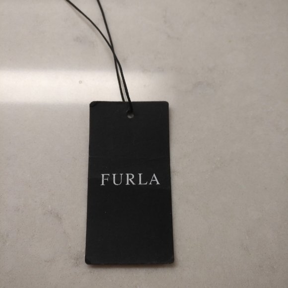 FURLA LIKE NEW APPALOOSA EAST WEST BLUE OSTRICH EMBOSSED LEATHER "TOTE" HANDBAG - Picture 9 of 13